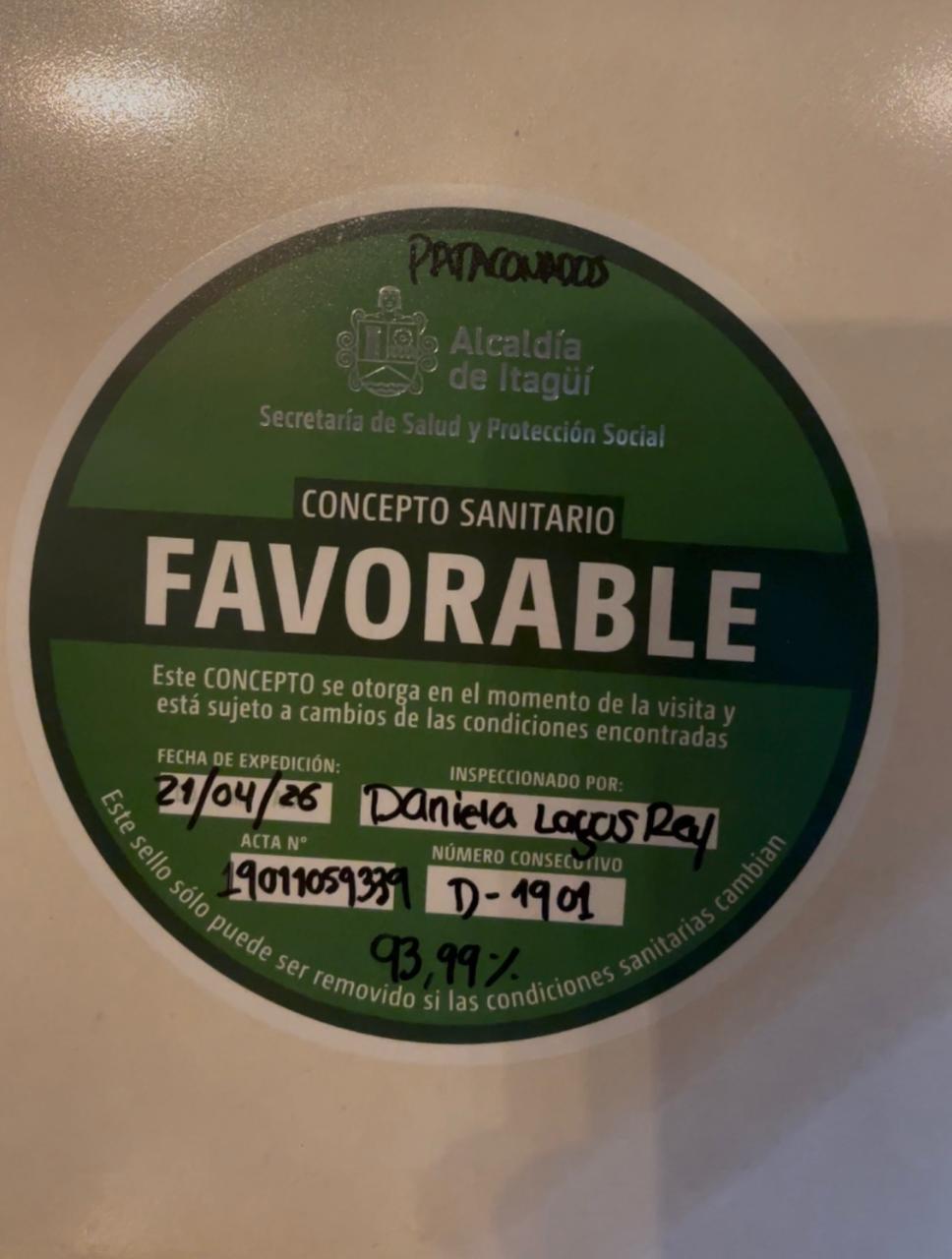 Concepto Sanitario FAVORABLE — Secretaría de Salud de Itagüí